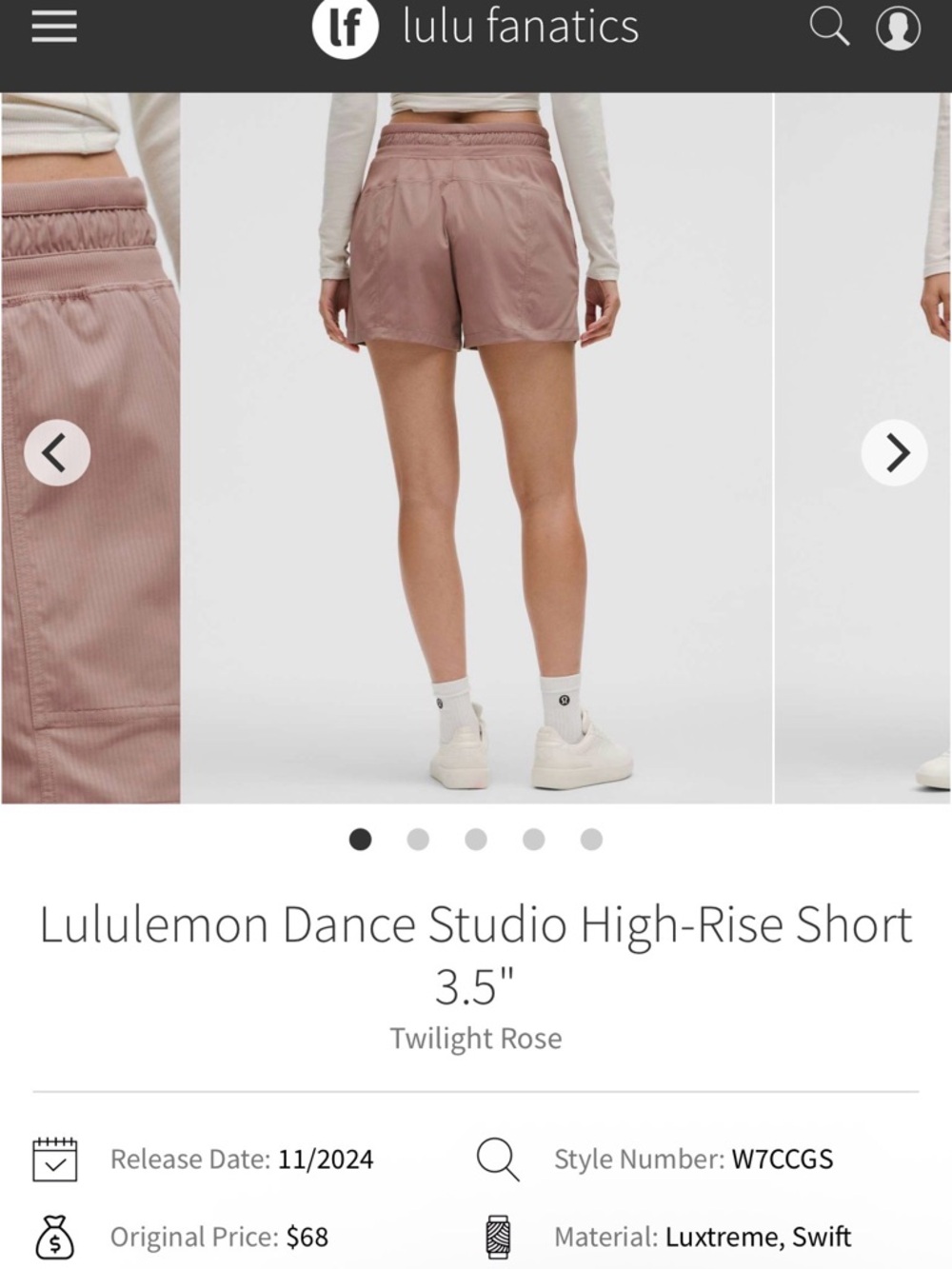 lululemon athletica High-Rise Dance Studio Short — Twilight Rose